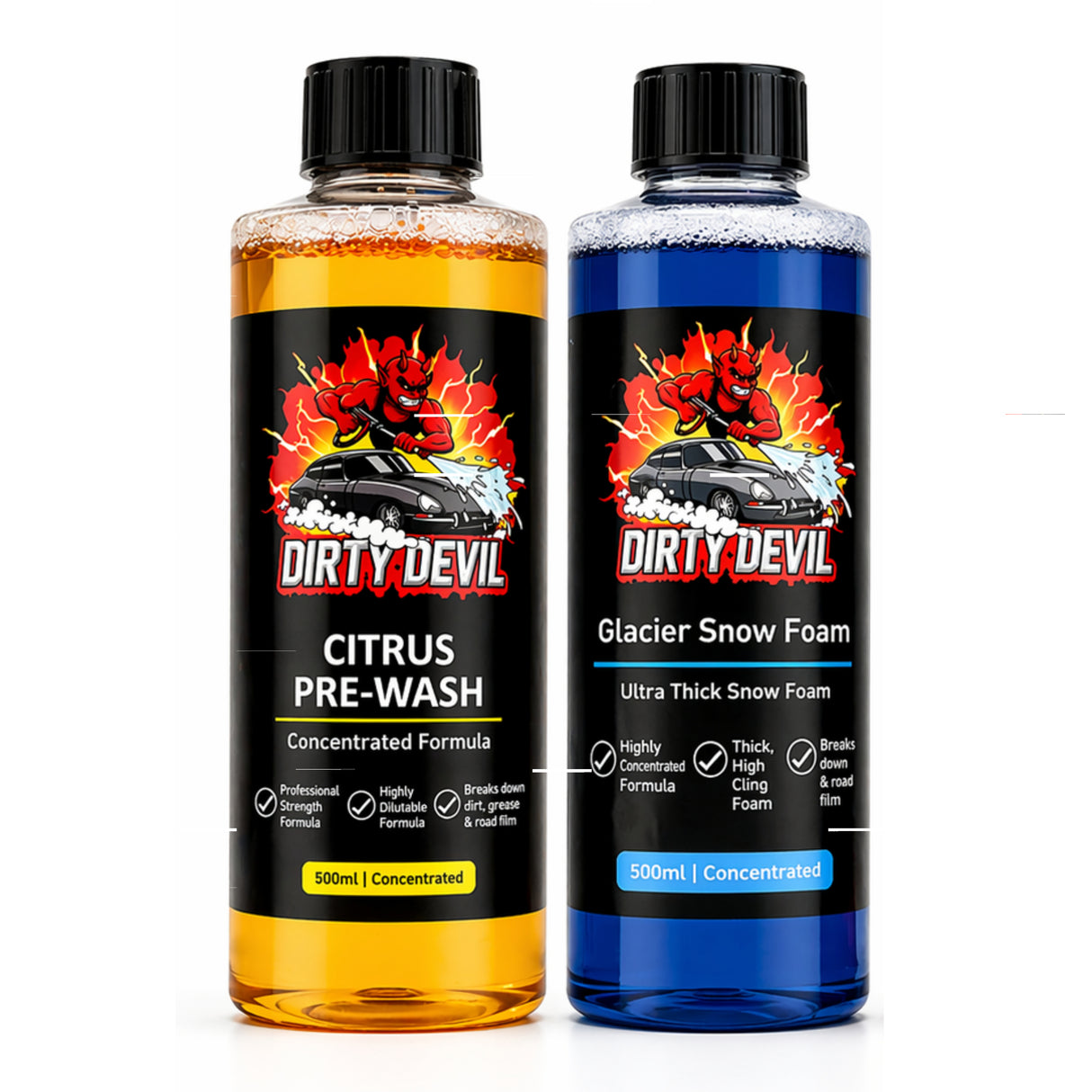 DIRTY DEVIL Concentrated Citrus Pre Wash 500ml & Glacier Snow Foam 500ml