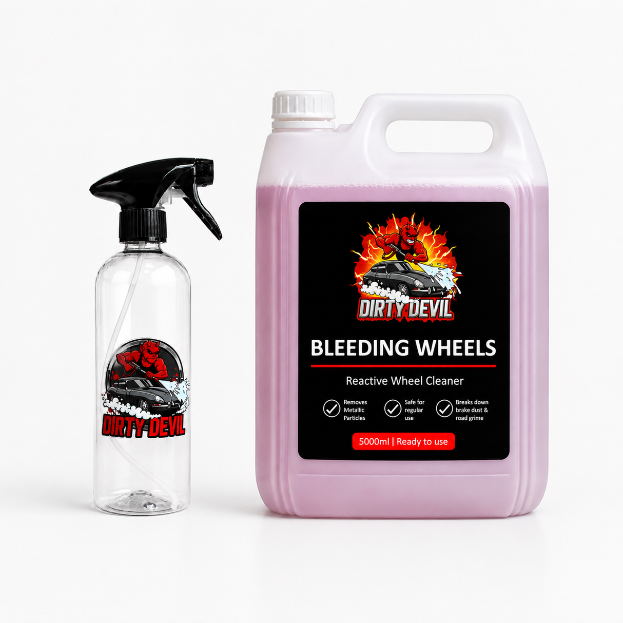 DIRTY DEVIL Bleeding Wheels 5L & Empty 500ml bottle