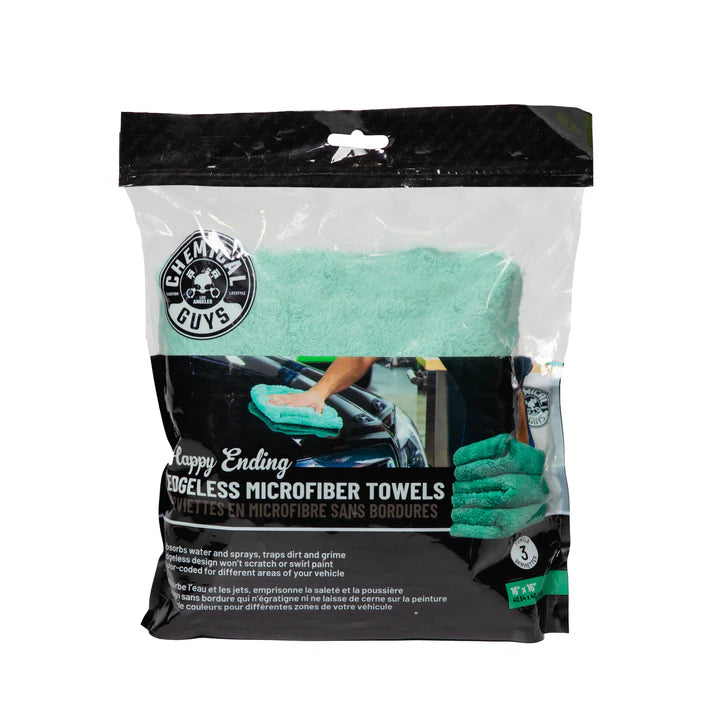Chemical Guys Green Happy Ending Edgeless Towels 3 Pack