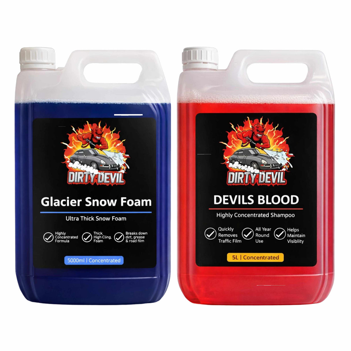 DIRTY DEVIL Glacier Snow Foam 5L & Devils Blood Concentrated Shampoo 5L