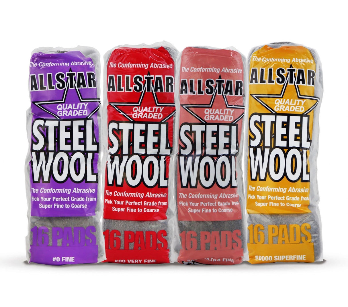 Allstar 16x High Quality Steel Wire Wool Pads (Choose Your Grade)