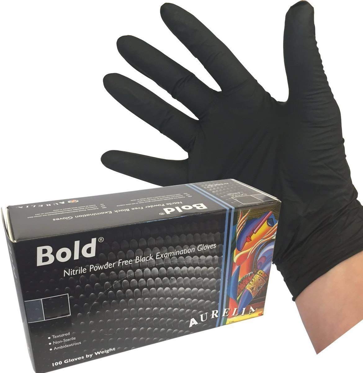 Aurelia Bold Strong Black Nitrile Gloves