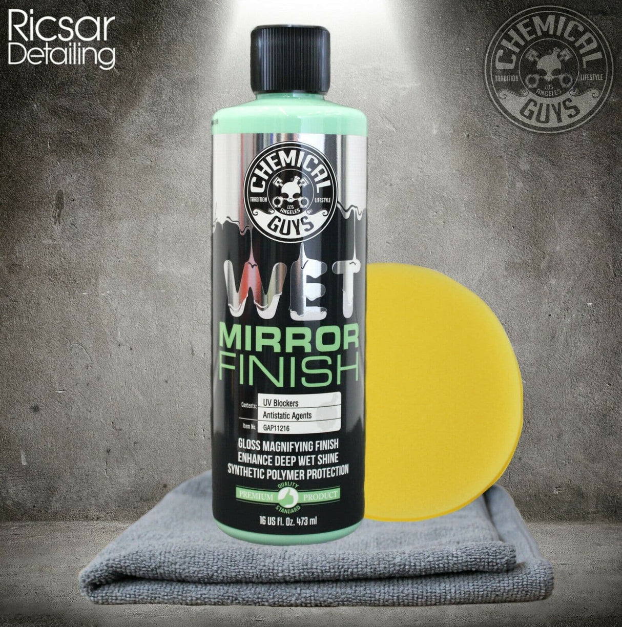 Chemical Guys Wet Mirror Finish Ultra Slick Gloss 16oz With Pad/Cloth Included