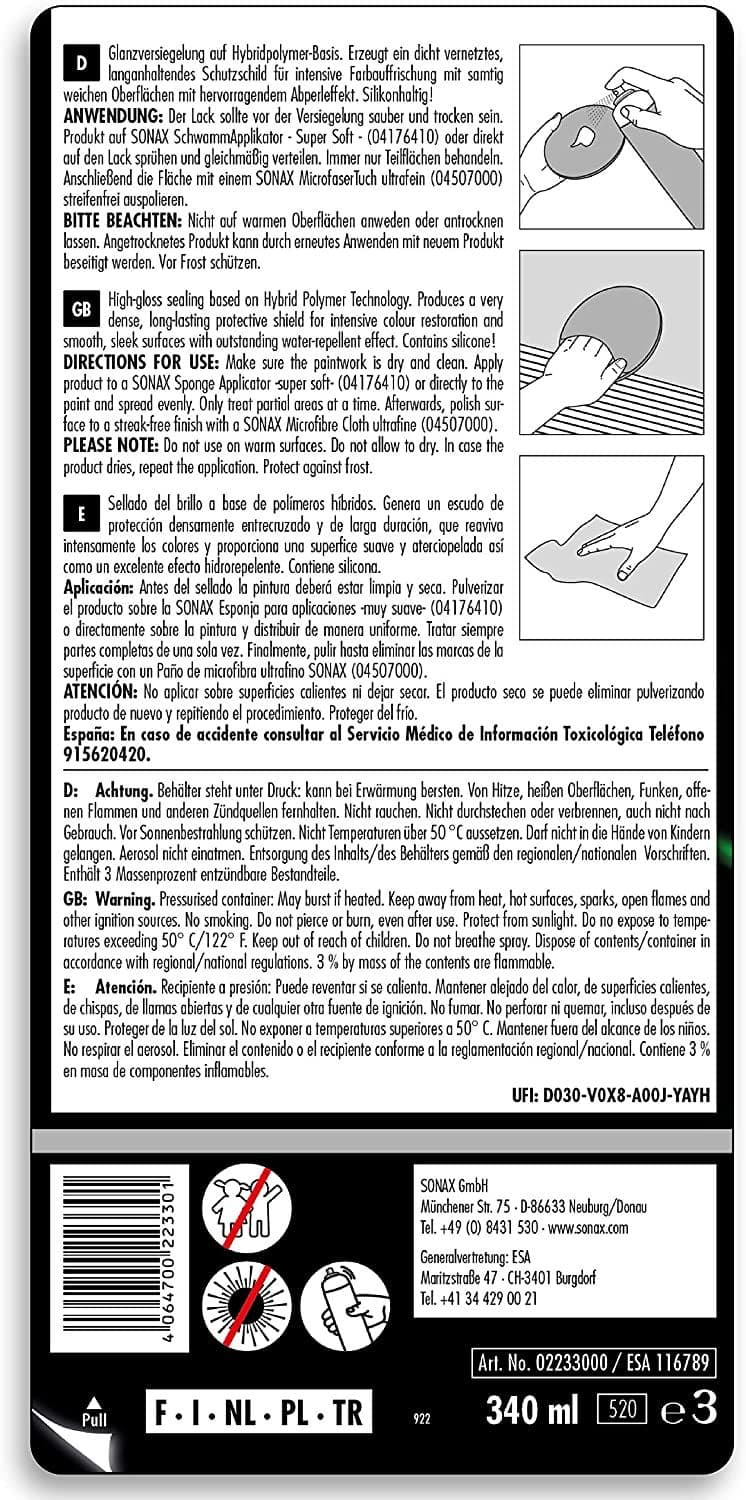 SONAX PROFILINE Polymer netshield (340 ml) - Hybrid Polymer Paint Sealant