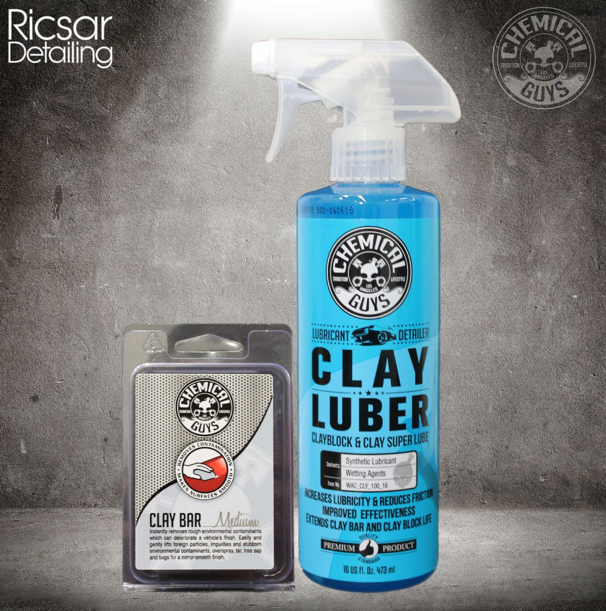 Chemical Guys Clay Bar & Luber Synthetic Lubricant Kit, Medium Duty