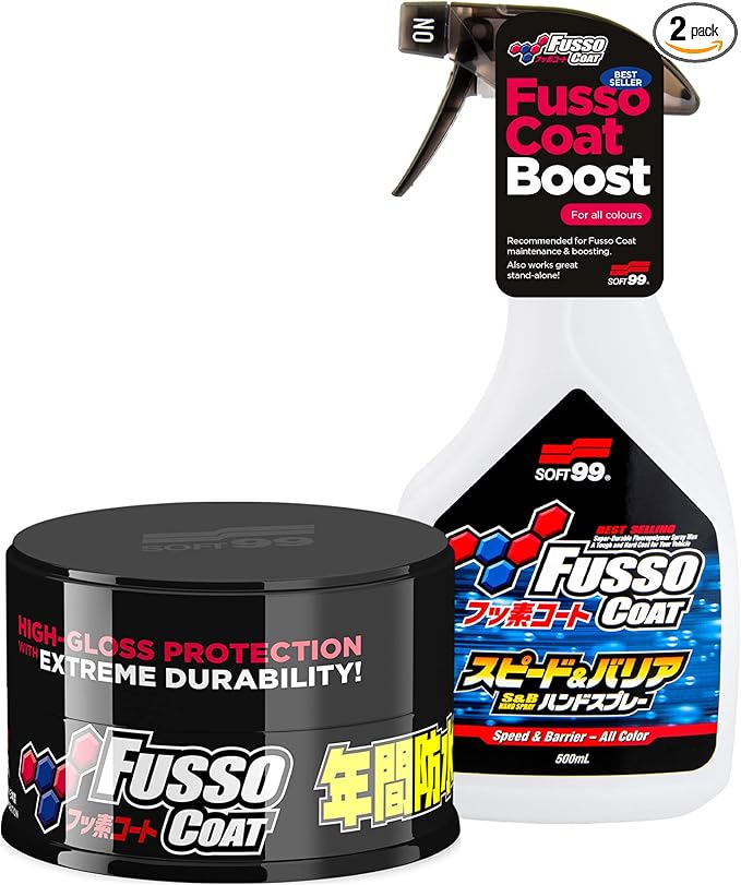 SOFT99 Fusso Coat 12 Months Car Wax + Fusso Coat Speed & Barrier Quick Detailer Spray