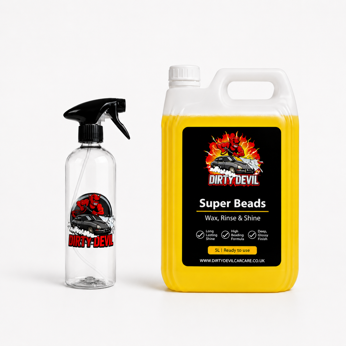 DIRTY DEVIL Super Beads Spray Wax / Drying Aid + Empty 500ml Dilution Bottle