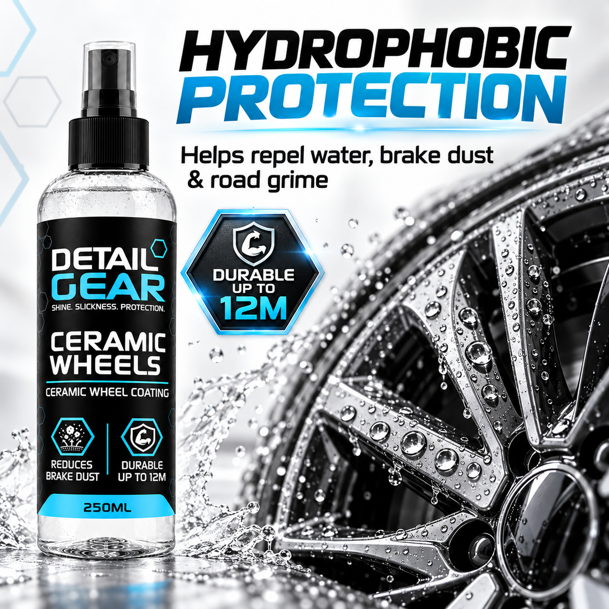Detail Gear Ceramic Wheels Kit 250ml – SiO2 Ceramic Wheel Coating Spray