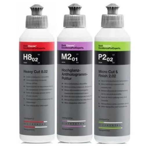 Koch Chemie TRIPLE Polishing Set Heavy Cut Anti-Hologram Micro Cut