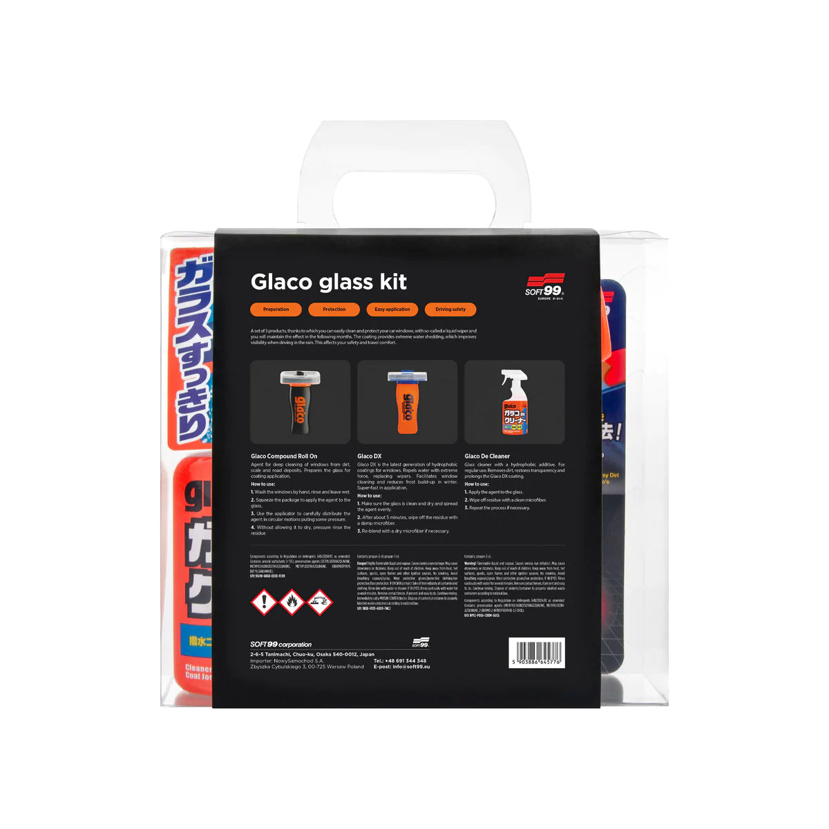 SOFT99 3 Piece Glaco DX Glass Protection Kit