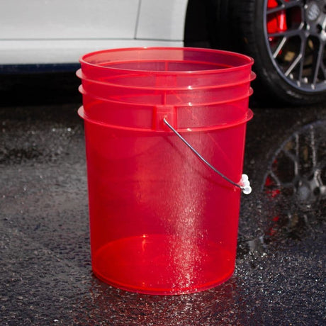 Ultimate Clear Transparent Car Wash Bucket - RED - 20L (5 Gallons)